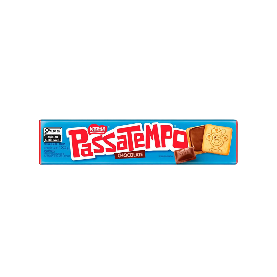 BISCOITO PASSATEMPO RECHEADO DE CHOCOLATE NESTLE - 130G